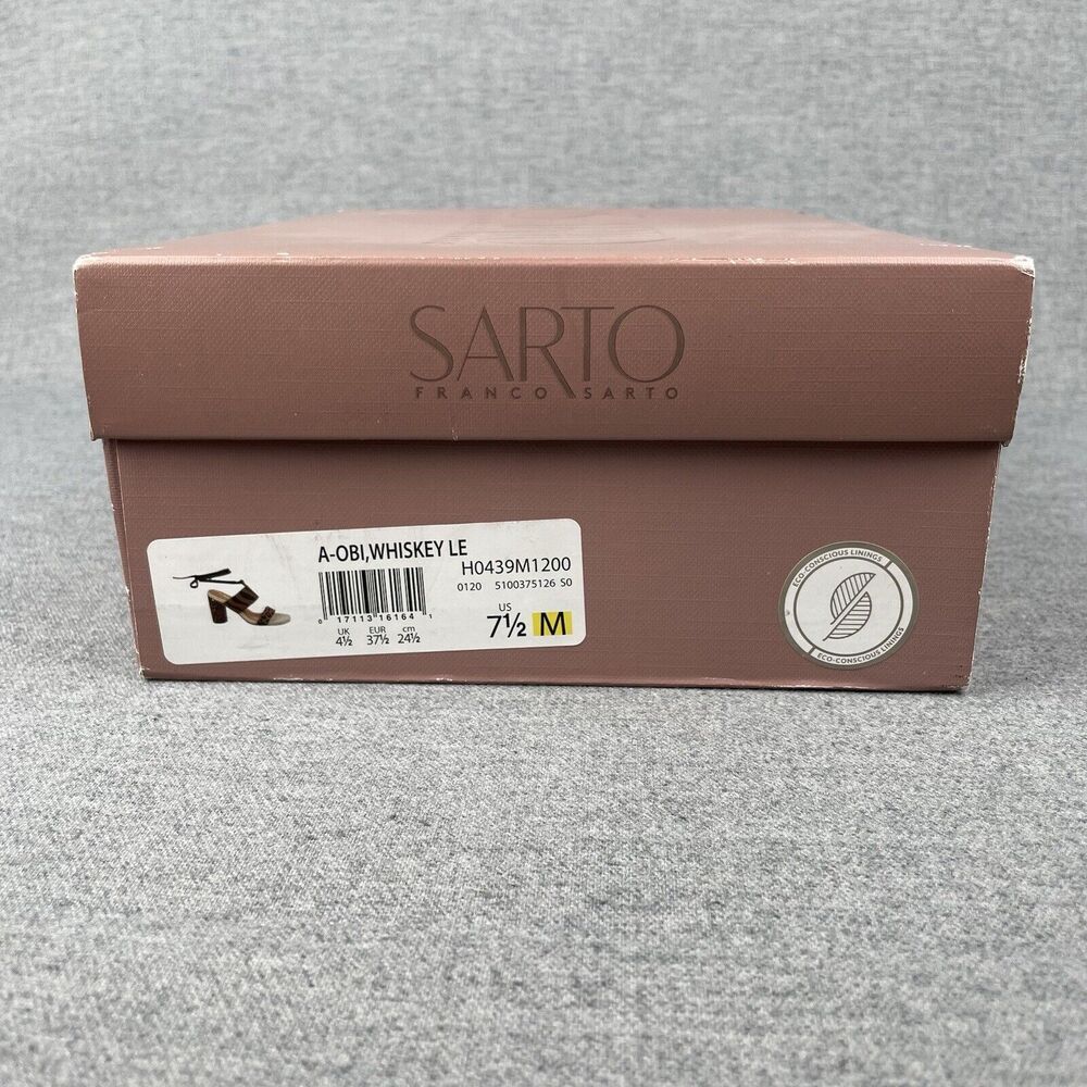 Franco Sarto Sandals Womens 7.5 Brown Black Zebra Stripe Calf‎ Hair Ankle Strap - Picture 14 of 16